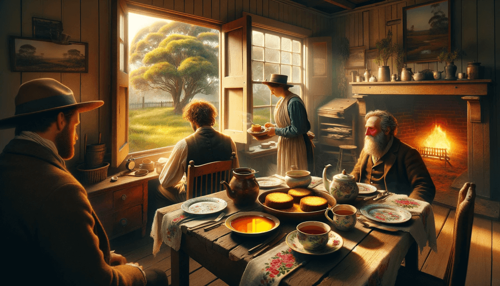 DALL·E 2023-11-15 14.38.02 - A rustic morning scene in an Australian countryside during the 1800s